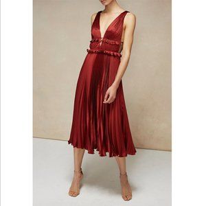 AMUR Vera Pleated Satin Dress
